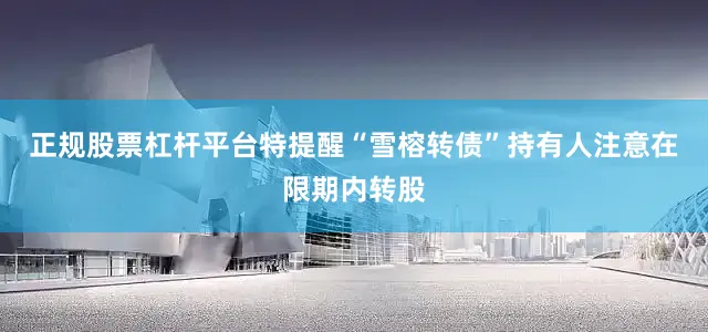 正规股票杠杆平台特提醒“雪榕转债”持有人注意在限期内转股
